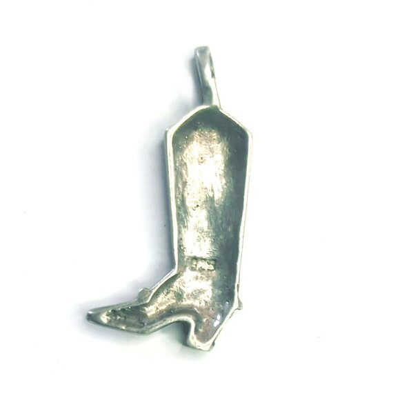 Vintage Sterling Silver Cowboy Boot Pendant Triangle in a Circle Symbol - Picture 3 of 4